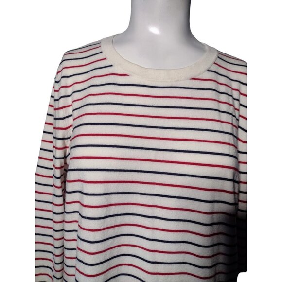 Talbots Striped Sweater Top Size L Thin Knit Coastal Stretch Patriotic Preppy - Picture 2 of 7